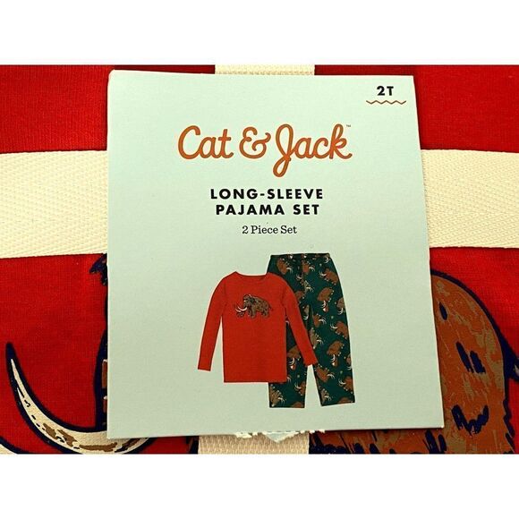 Cat & Jack Pajama Set Sz 2T Rhino Theme Boy Girl 100% Cotton Flannel NEW - Picture 2 of 3